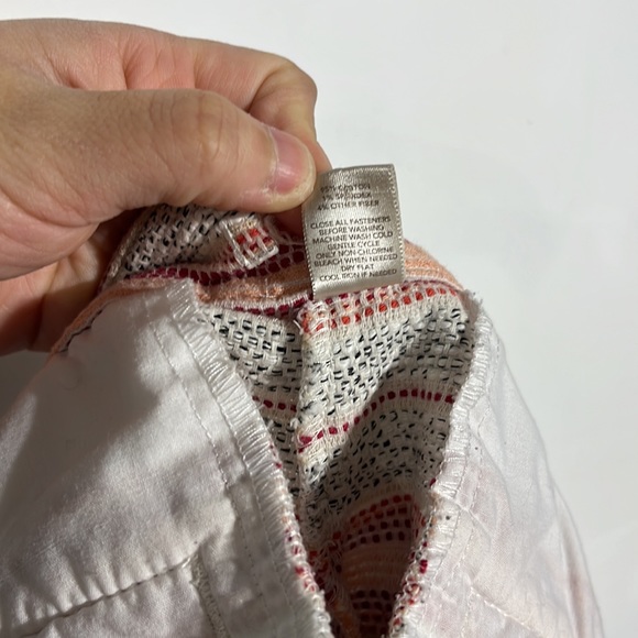 LOFT Pink Purple Grey Black 4' Mid Rise Striped Embroidered Shorts Size 4 - Picture 7 of 7